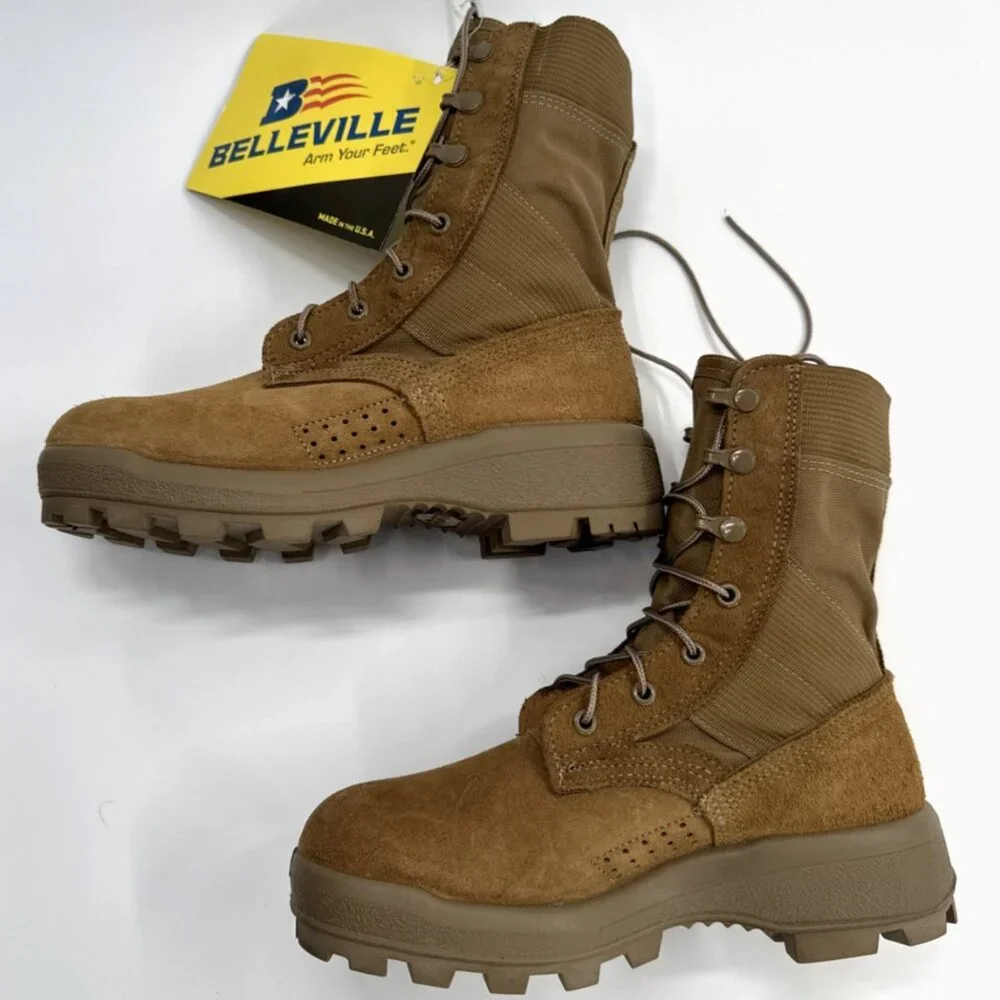 Belleville Boots Mens 5 R Brown Leather Military Combat Vibram 17-D-0008 NEW